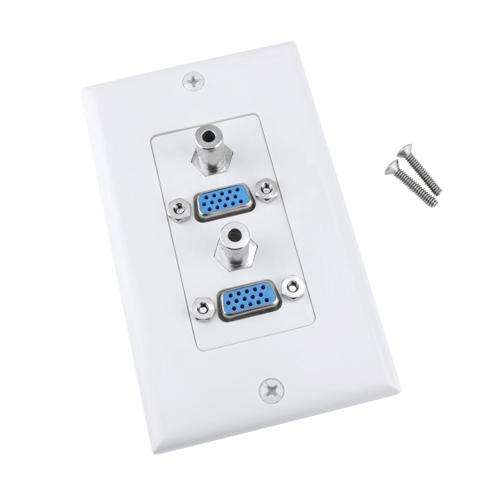Construct Pro VGA + 3.5mm Dual Audio Wall Plate (White)