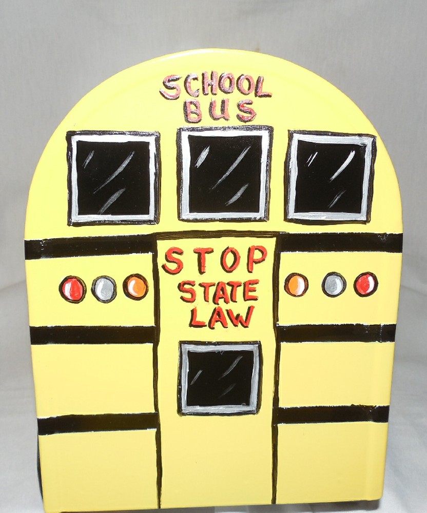 NEW Hand Painted School Bus Mailbox Handpainted Yellow.