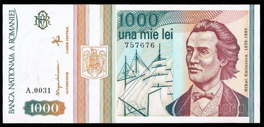 ROMANIA - 1000 LEI 1993 UNC P 102