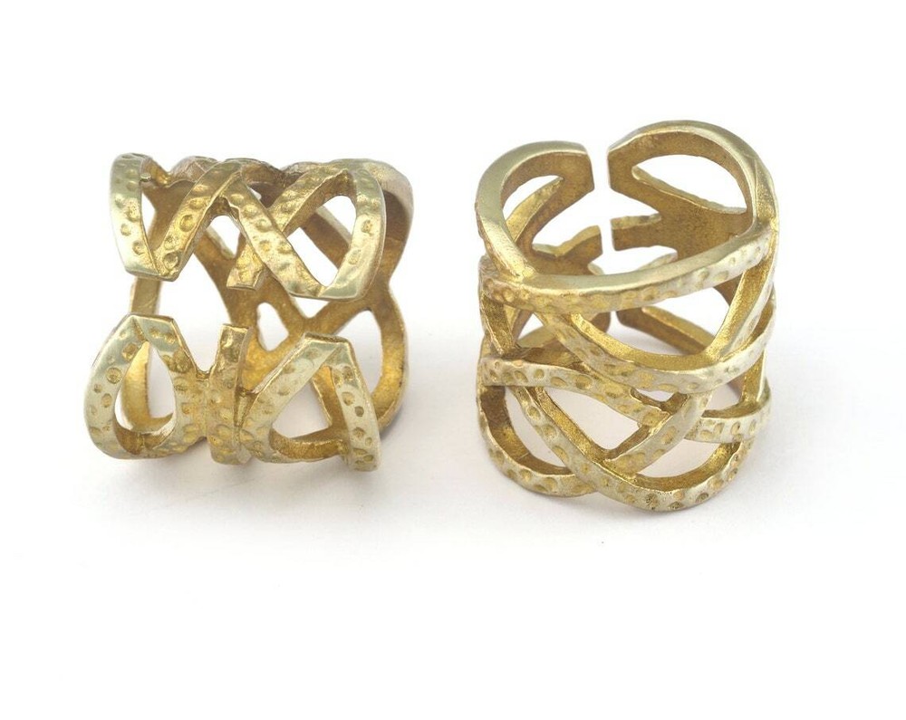Ring Hammered Ring Adjustable Raw brass (18mm 7.5US inner size) 2650