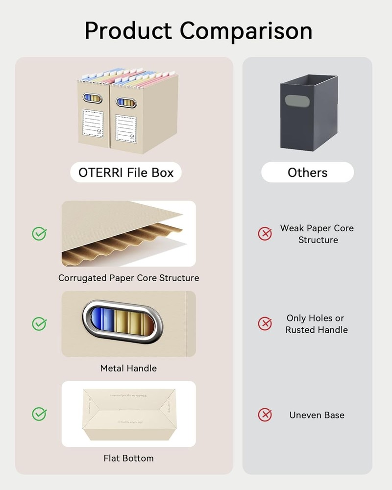Cardboard File Organizer Box Hanging File Folders Letter Size,File Box Computer