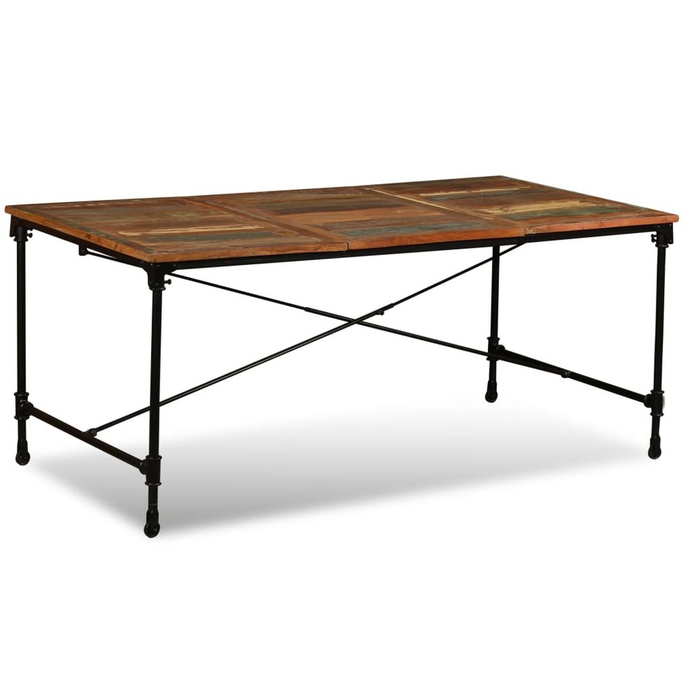 Rustic Industrial Dining Table with Solid Wood and Metal Frame vidaXL