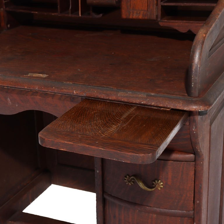 RJ Horner Oak Ladies Roll Top Desk C1910