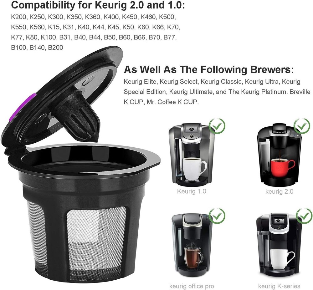 🆕 6 Black K-Cup Reusable Refillable Replacement Coffee Filter Holder for Keurig