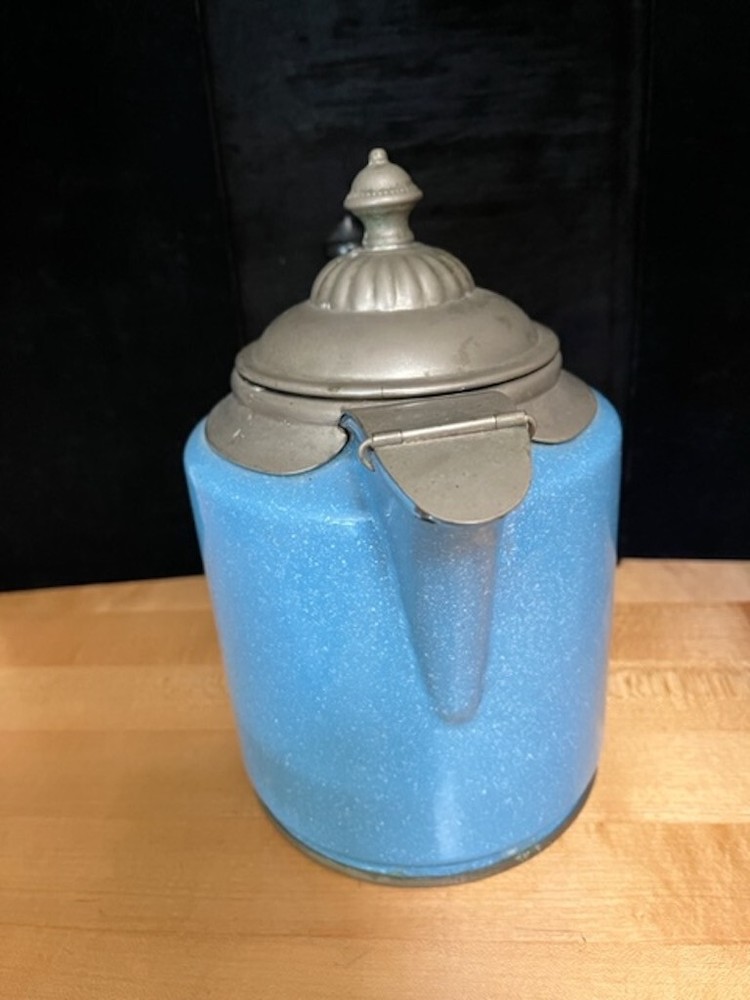 Vintage Blue Graniteware Coffee Pot