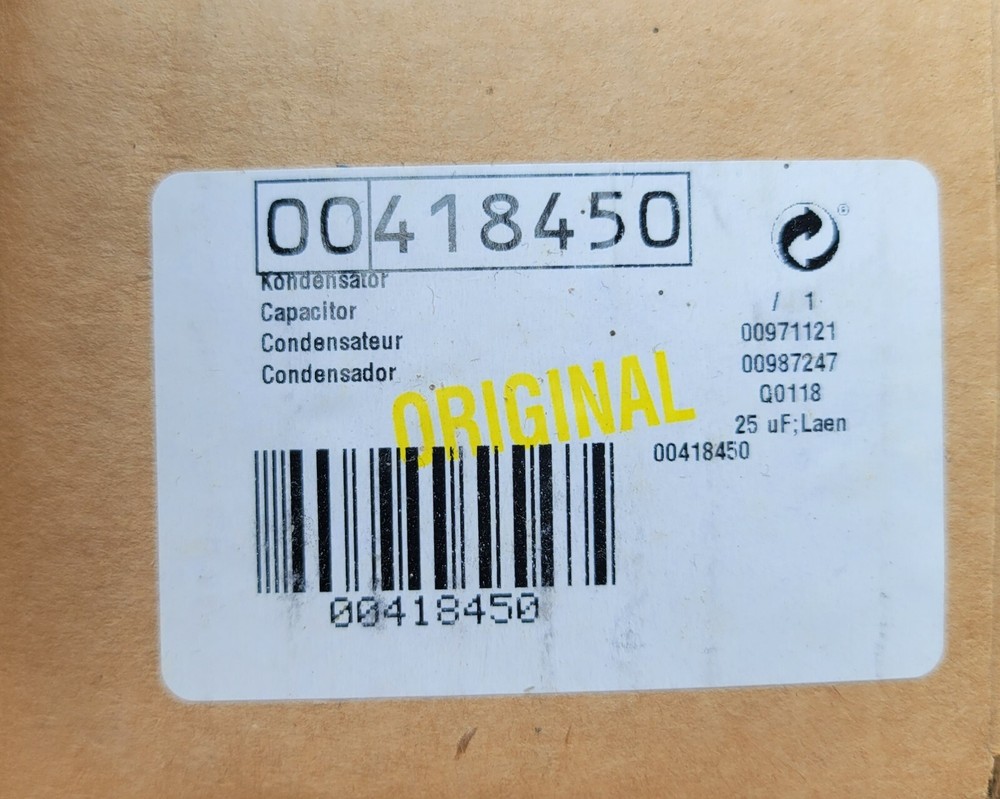 OEM 00418450 Bosch Appliance Capacitor