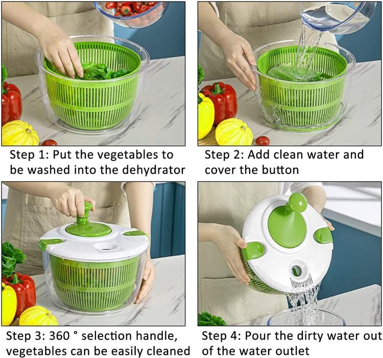 5l Large Salad Spinner – Vegetable Washer, Dryer & Strainer