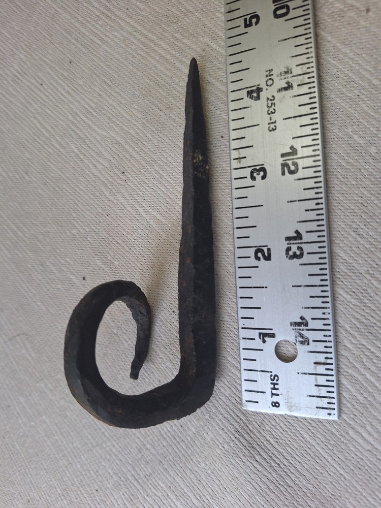 Antique Iron Hand Forged Pig Tail Hook 5"
