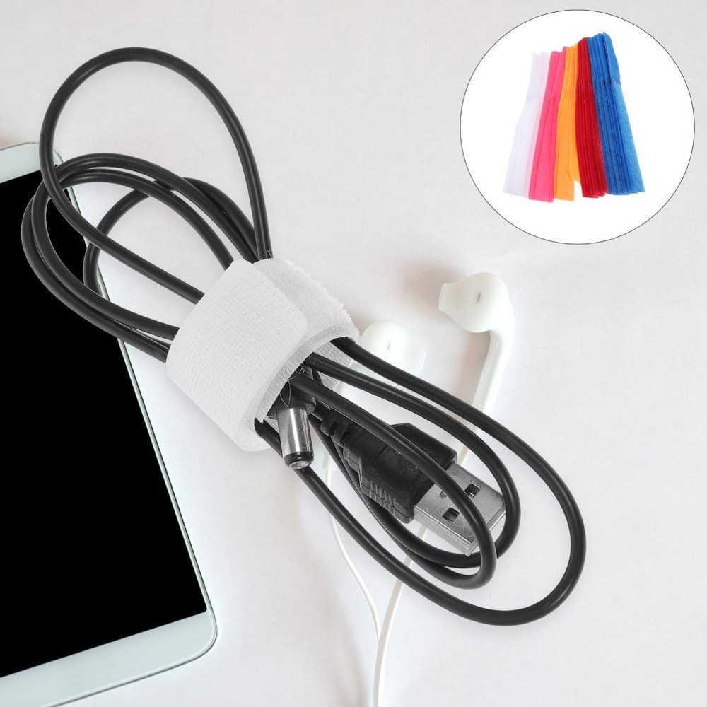 50pcs Cable Tie Appliance Cord Organizer Cable Hook And Loop Strap Random Color