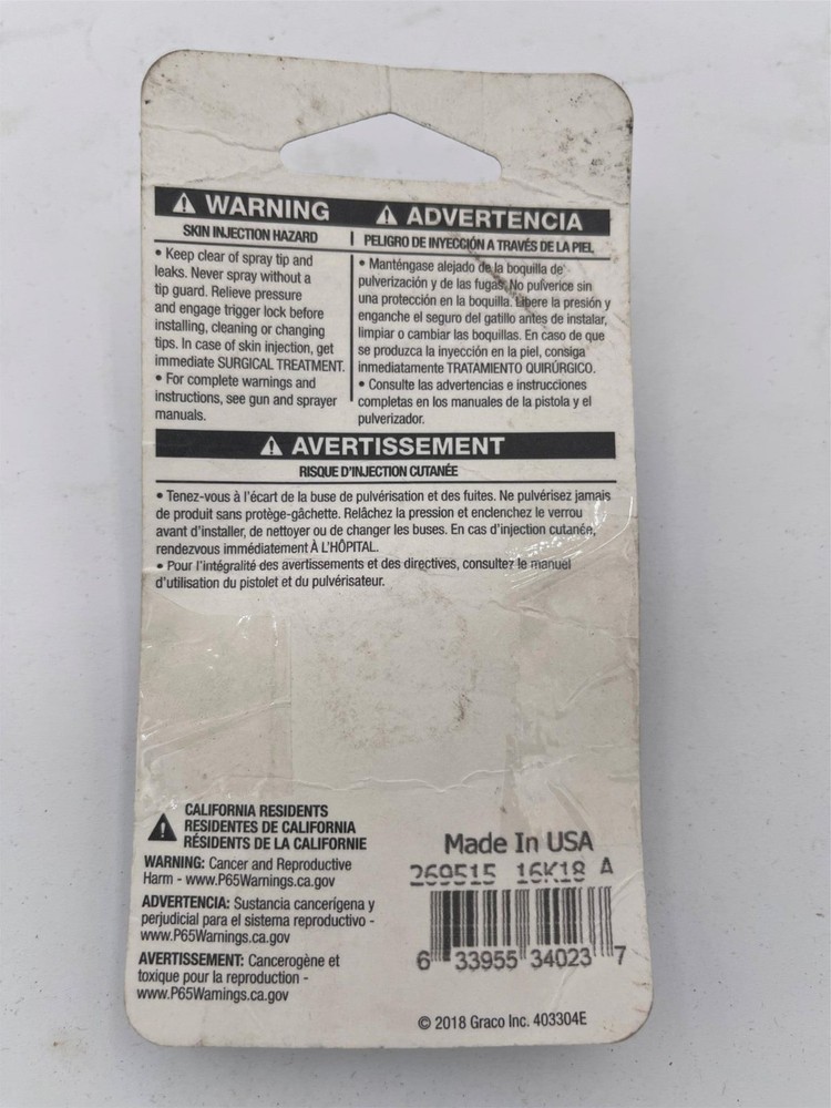 Open Package (unused), Graco Flat Tip 269515