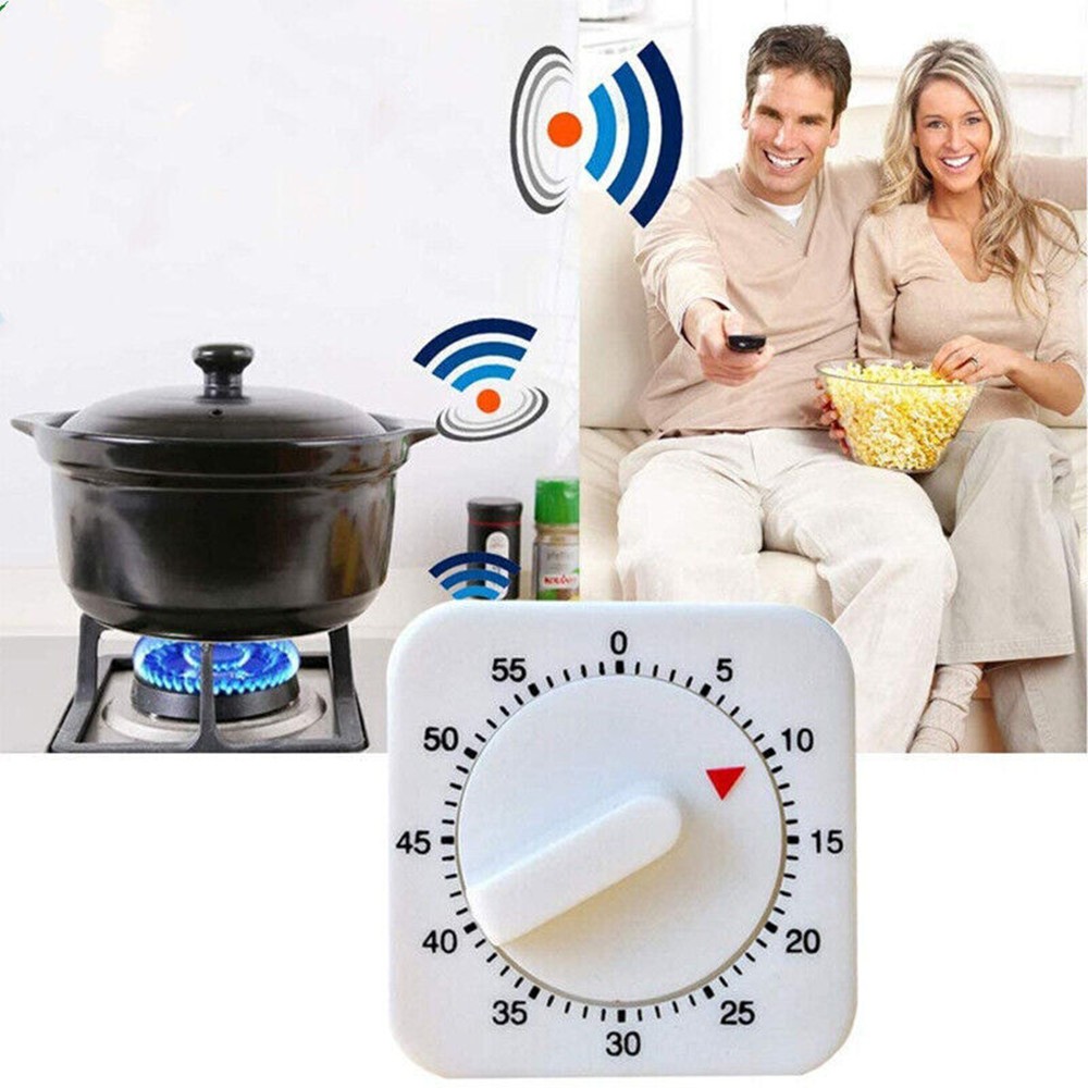 60 Minutes Timing Range Square Mechanical Timer Kitchen Cooking Alarm Tool