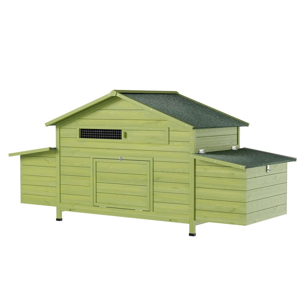 11.12 ft² Wooden Chicken Coop 2 Free-Range Doors 2 Nesting Boxes & Perch