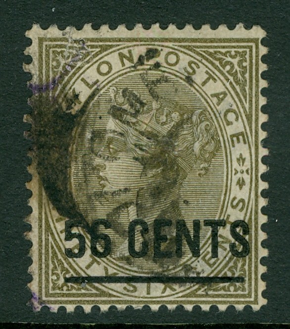 Ceylon, 56c on 96c grey. Scott #129