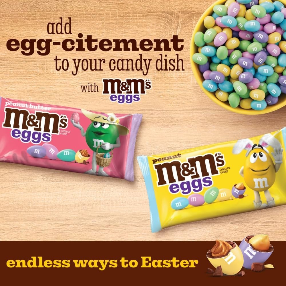 M&M'S Peanut Butter Eggs, Chocolate Easter Candy for Easter Basket Stuffers