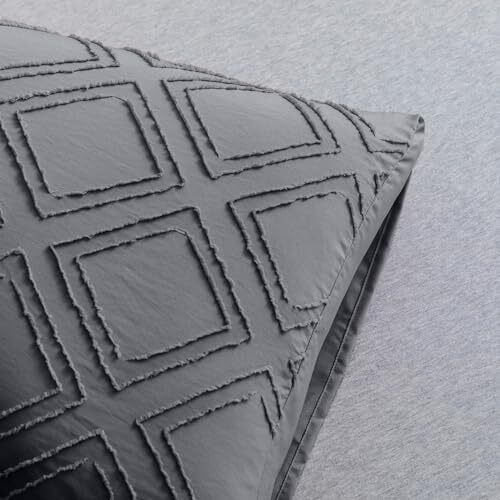 2 Pack Grey Pillowcases Standard Size, Soft Standard(20"×26") 01 - Grey - Grid