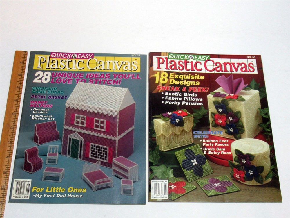 Lot 10 Vtg Plastic Canvas + Quick & Easy Pattern Magazines Pattern dollhouse