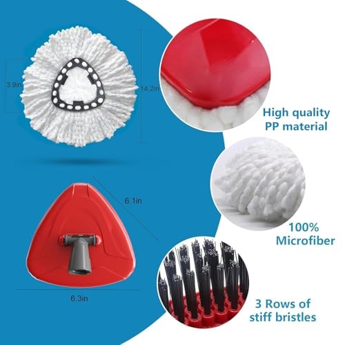 4 Pack Spin Mop Replacement Head Compatible with O Cedar EasyWring 1 Tank Gray