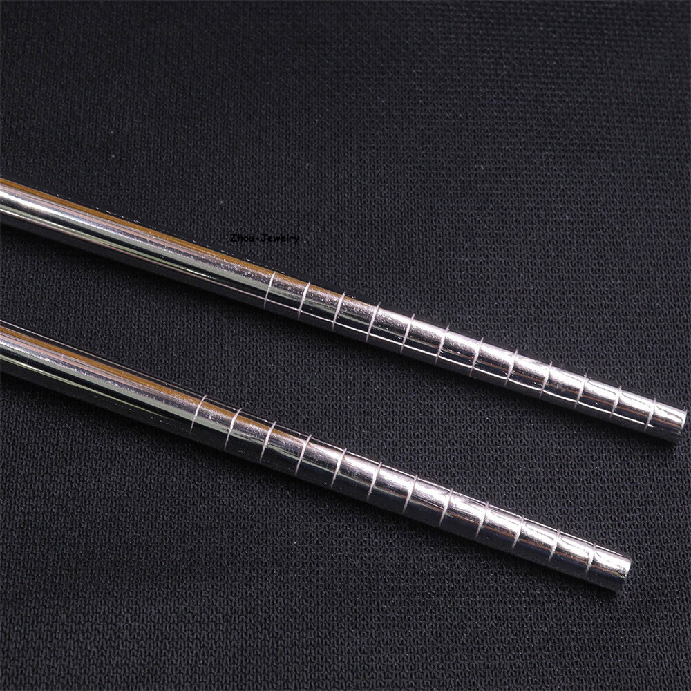 Solid S999 Fine Silver 999 Square Fish Figure Chopsticks Dinnerware 43-44g