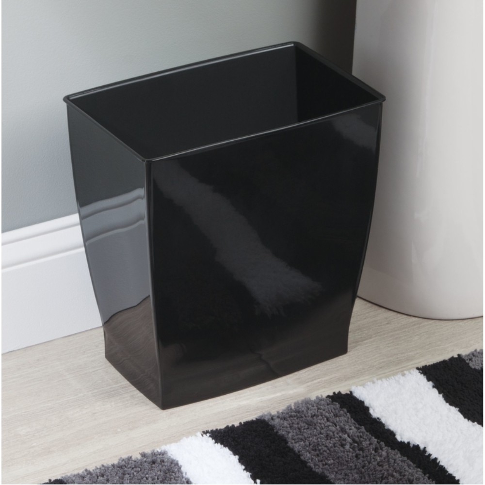 iDesign Mono 2 gal Black Plastic Rectangular Wastebasket