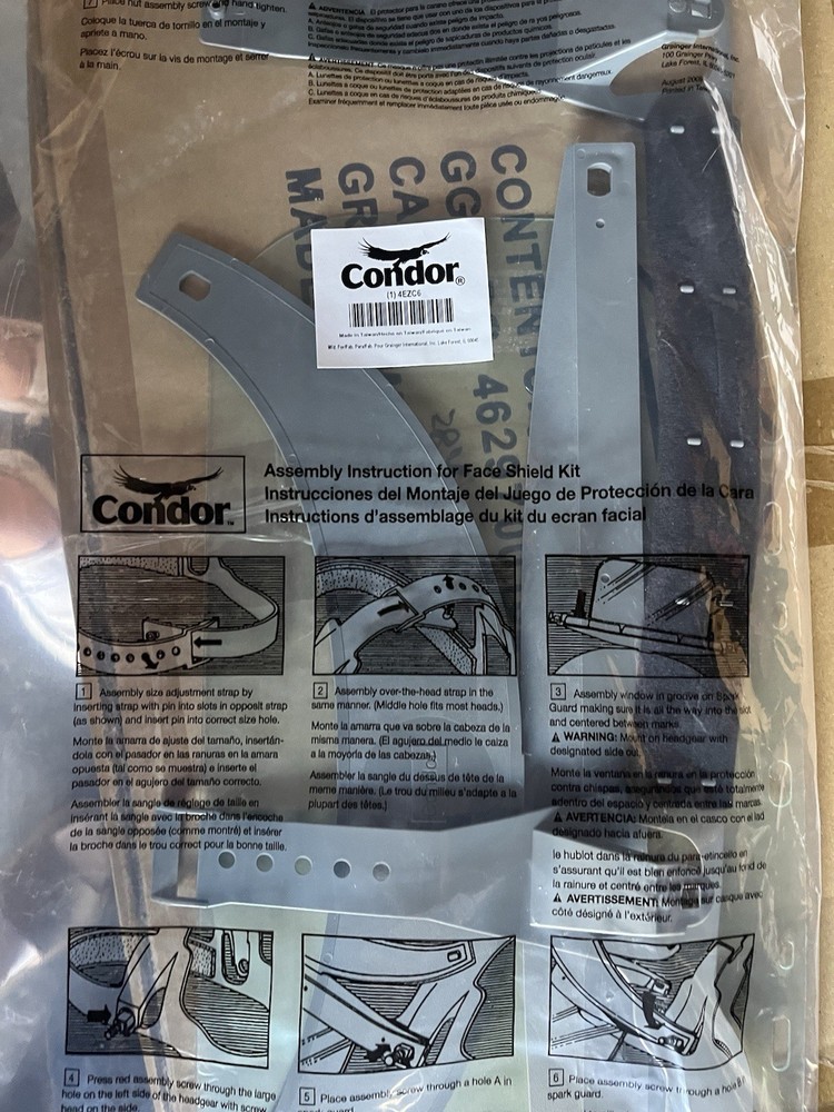 CONDOR Pinlock Face Shield Assembly: Uncoated, Clear Visor, Polycarbonate