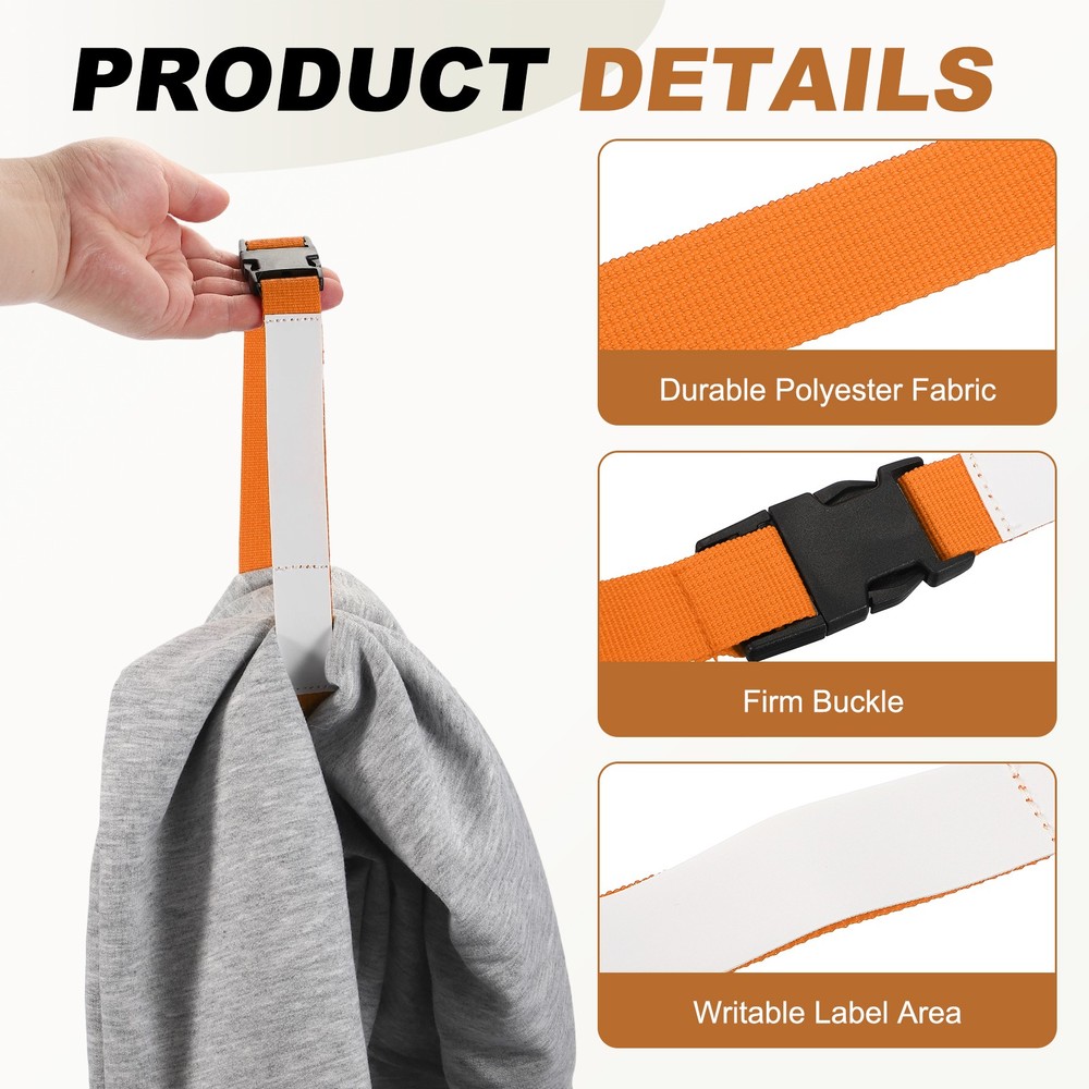 2 Pcs Multipurpose Laundry Strap with Buckle, Orange