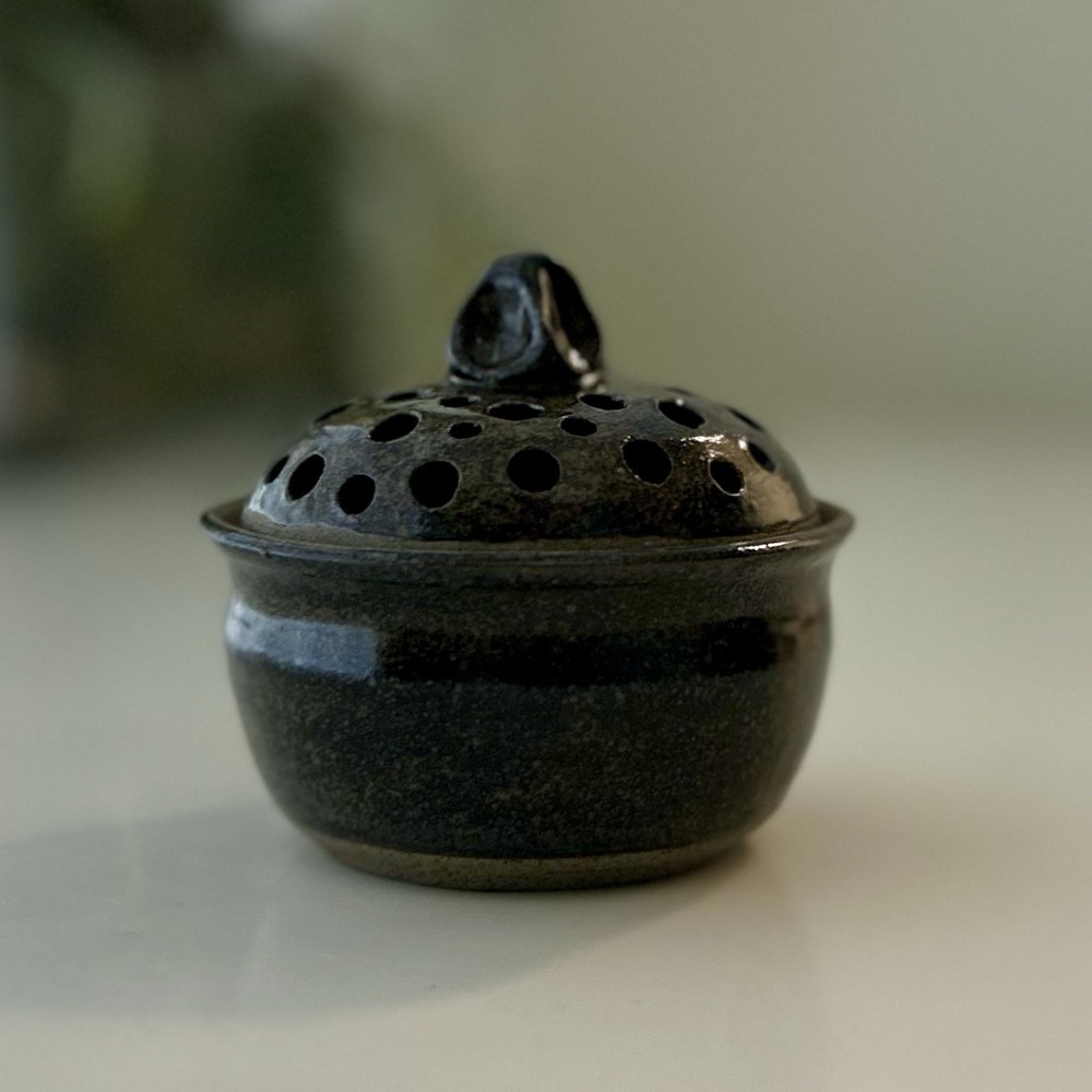 Vintage Japanese Stoneware Incense Burner Pot