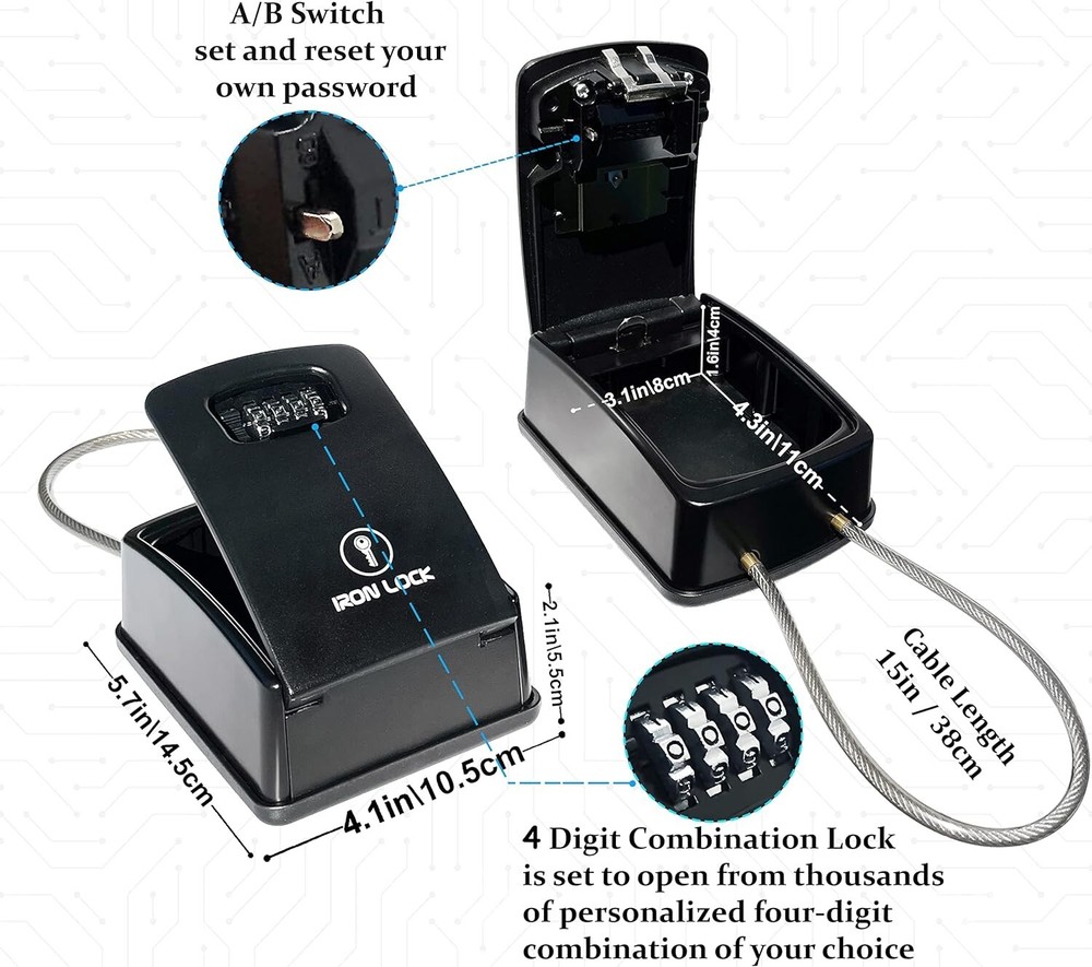 Versatile Key Storage Solution: Removable Cable Shackle Lockbox for All Settings