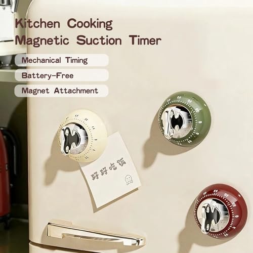 60-Minute Magnetic Timer, Mechanical Kitchen Cooking Reminder & Student Green
