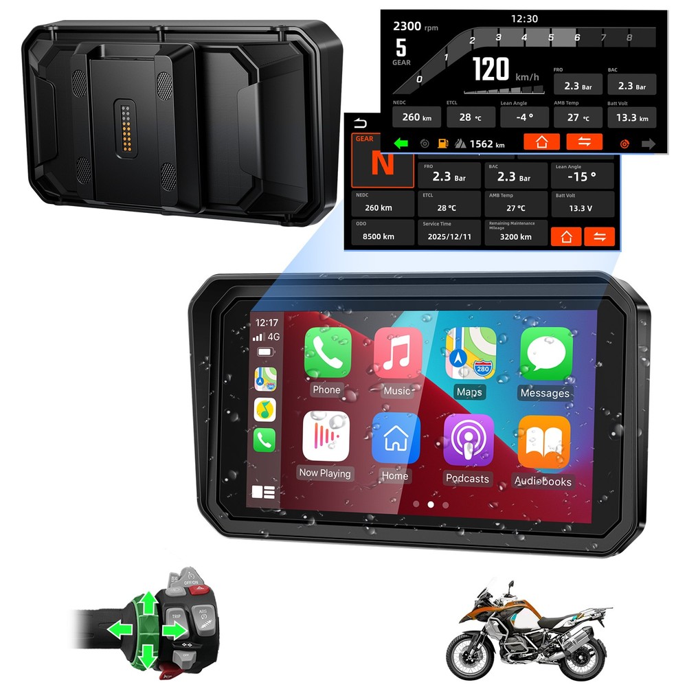 for BMW Motorcycles, 16-Pin Interface, Plug-and-Play with CarPlay & Android Auto