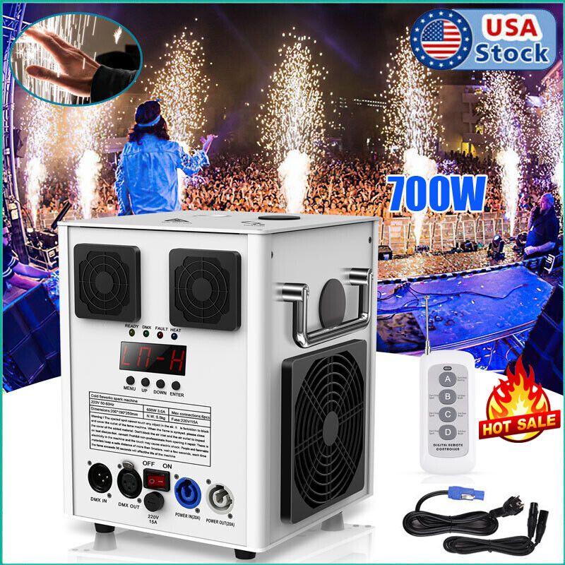 700W Cold Spark Firework Machine Stage Effect DMX Machine Wedding Party w/Remote