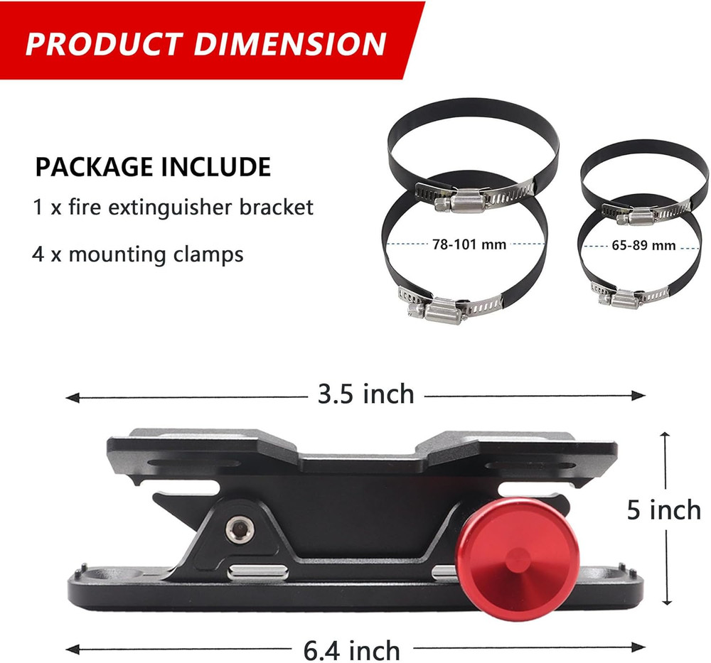 Quick Release Fire Extinguisher Mount - Aluminum Adjustable UTV Roll Bar Fire...