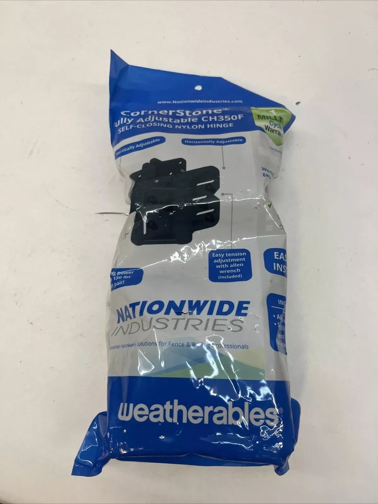 2 Pk Black Heavy Duty Nylon Polymer Self-Closing Multi-Adjustable Gate Hinges