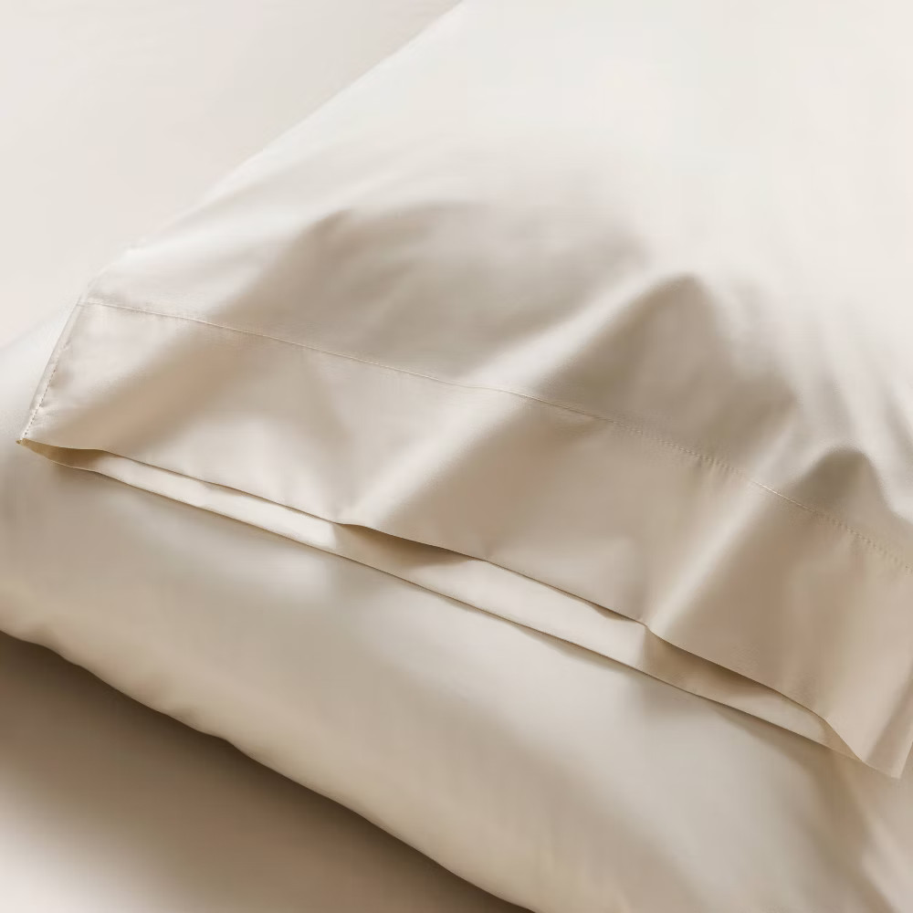 Full 400 Thread Count Percale Sheet Set Natural - Casaluna
