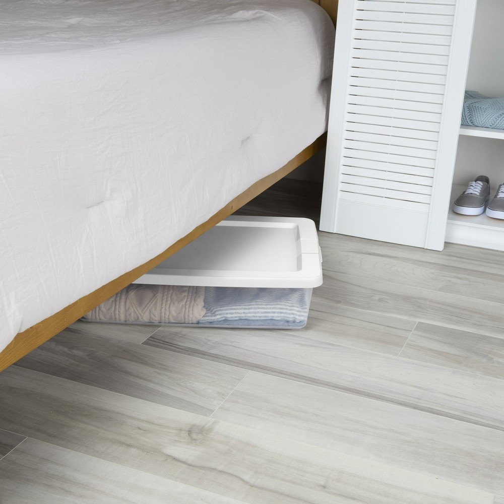 28 Quart Small Storage Bin, Clear Plastic Storage Container with Snap-On Lid