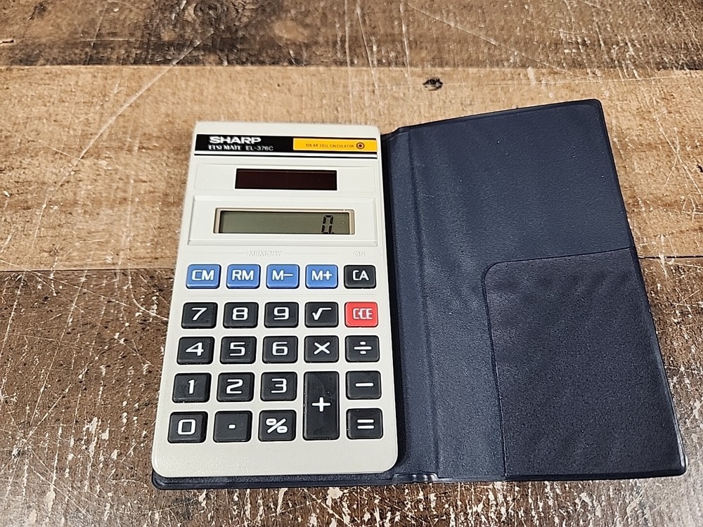 Vintage Sharp Elsi Mate EL-376C Solar Cell Basic Pocket Calculator - FAST SHIP
