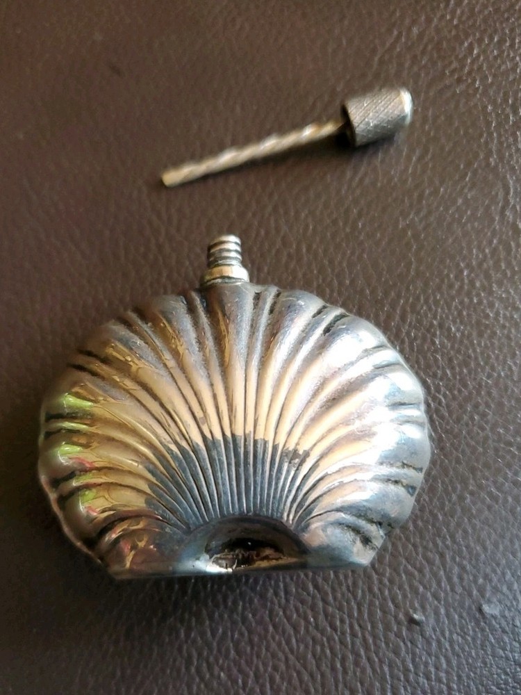 Vintage Sterling Silver Fancy Shell Shaped Perfume Bottle