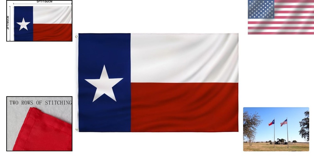 Durable Texas State Flag 3x5 FT - Lightweight Polyester for Indoor/Outdoor Use