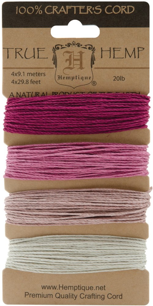 Hemptique Hemp Cord 20lb 120'-Ruby
