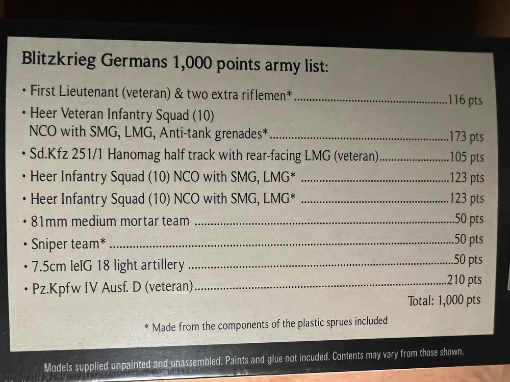 Blietzkrieg German Starter Army