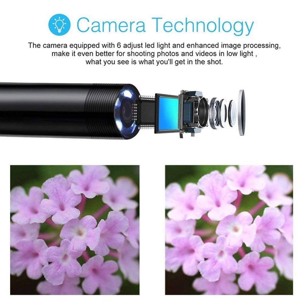Multi-Purpose Inspection Camera with 6 LED Lights for Android & PC - Rated