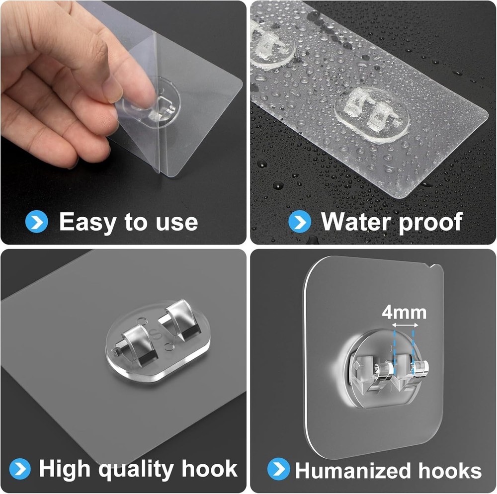 12 Pack Adhesive Replacement, Strong Adhesive Hooks, Waterproof Adhesive Stri...