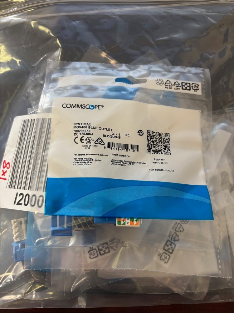 Commscope Systimax MGS400 Blue CAT6 Jacks (Quantity 8)