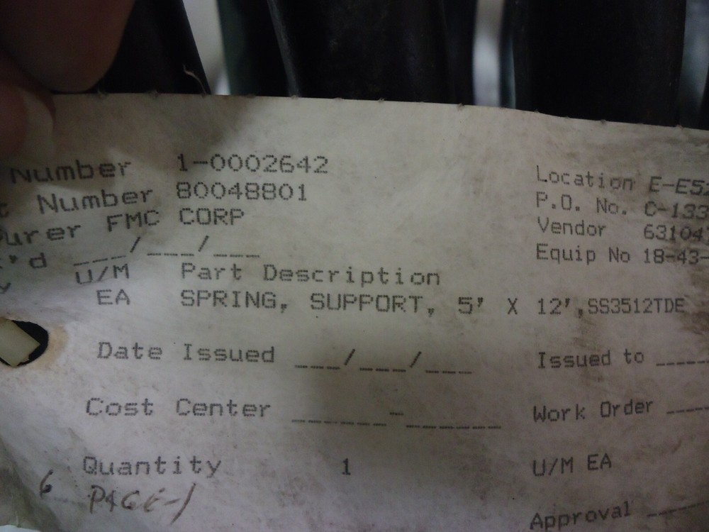 FMC 80048801 SUPPORT SPRING - COIL SPRING FOR SS3512-E VIBRATING SCREEN