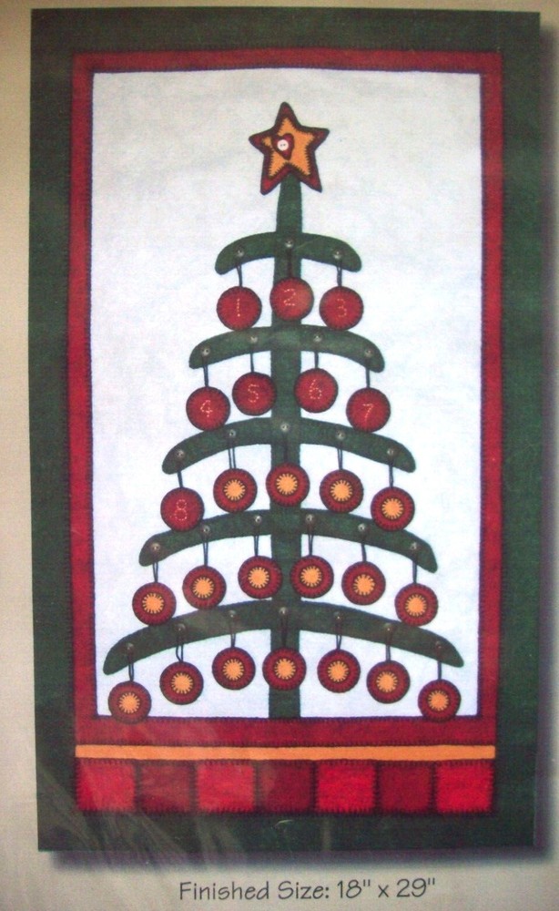 Countdown to Christmas in wool embroidery wall quilt pattern
