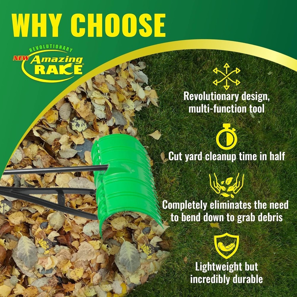 Easy Leaf Grabber & Rake for Lawns ― Back-Saving Gardening