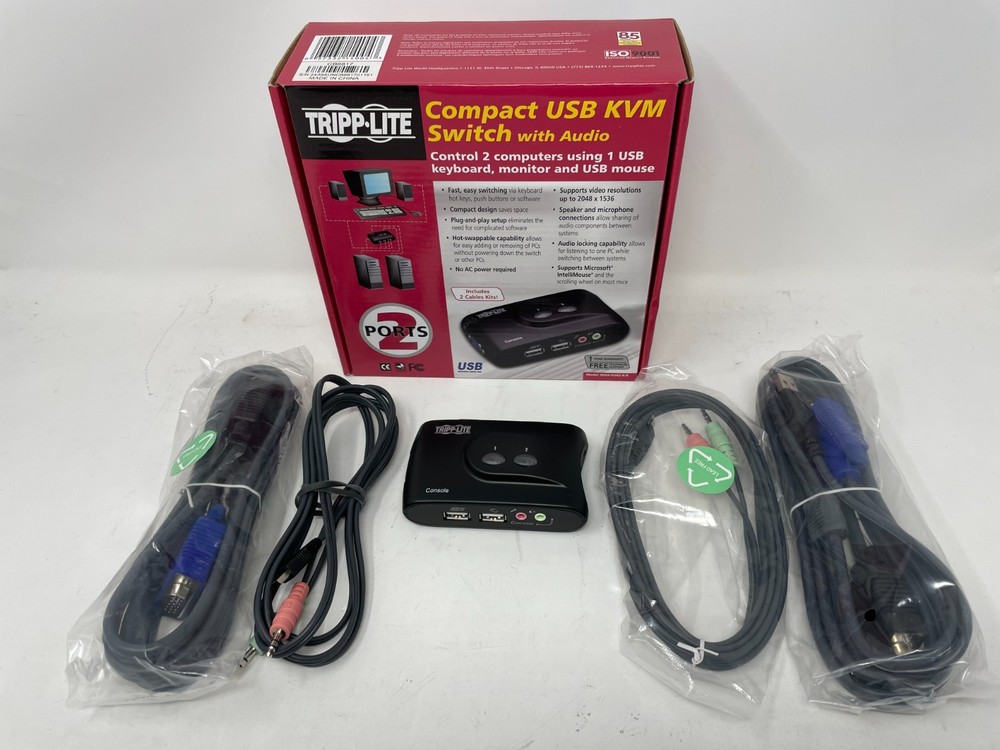 Tripp-Lite Compact USB KVM Switch 2Port with Audio (Open Box)