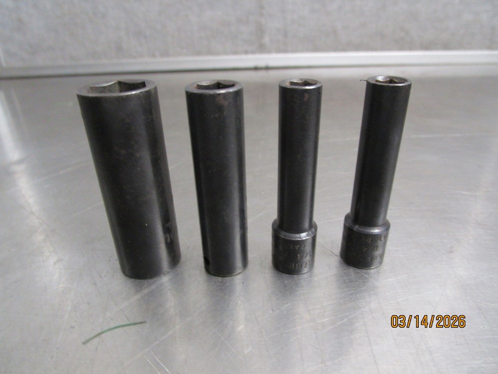 4pc Brown Tools 1/4 Dr Deep Sockets w Magnetic Tips