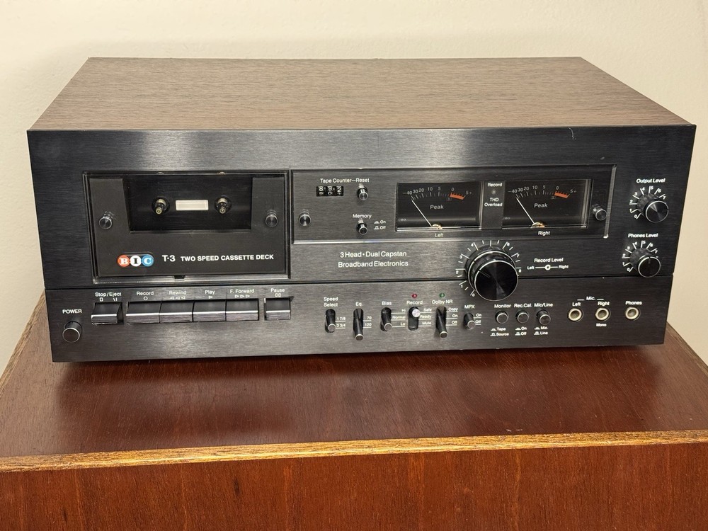 BIC T-3 3 Head, 2 Speed Cassette Deck - Serviced, tested, works