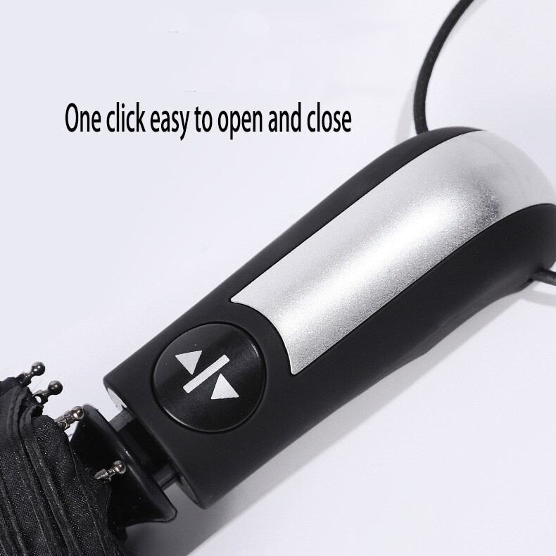 Automatic Black Umbrella Anti-UV Sun/Rain Windproof 3 Folding Compact Umbrella