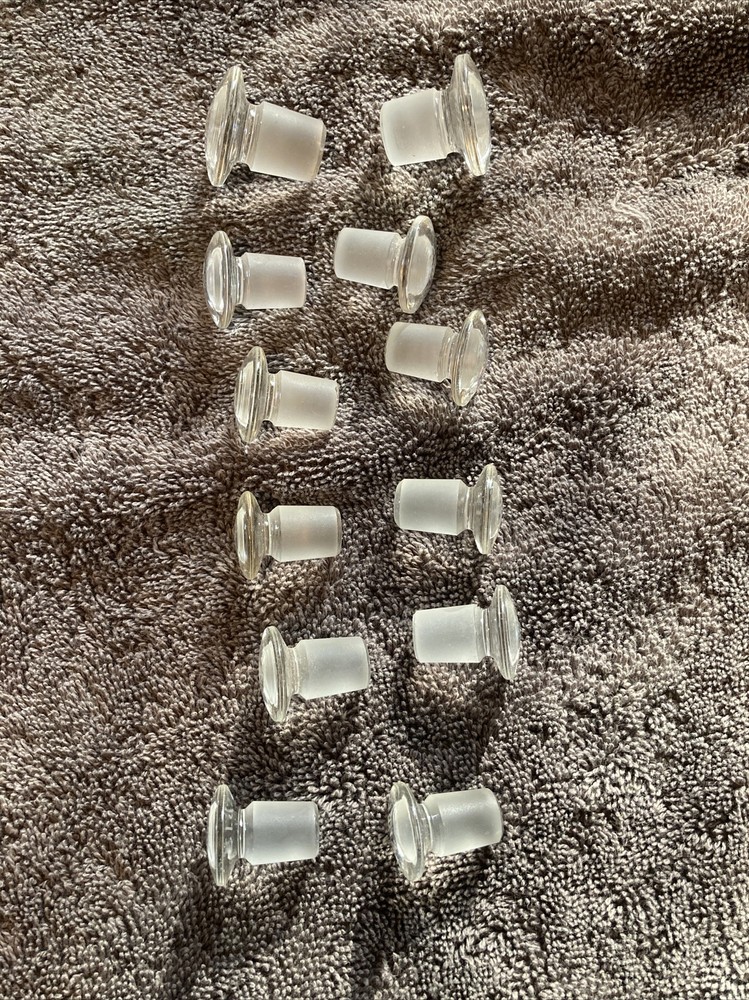 Pyrex Flat Head Stoppers - (12 Total) - #13 - 10, #16 - 2